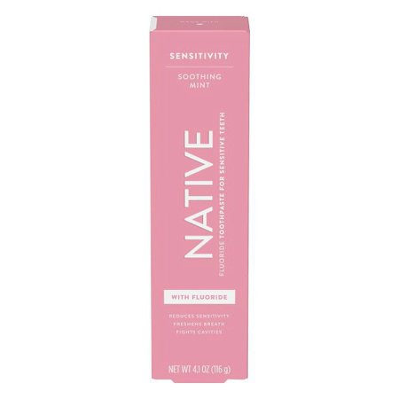 Native Sensitivity Fluoride Toothpaste for Sensitive Teeth, Soothing Mint, 4.1oz