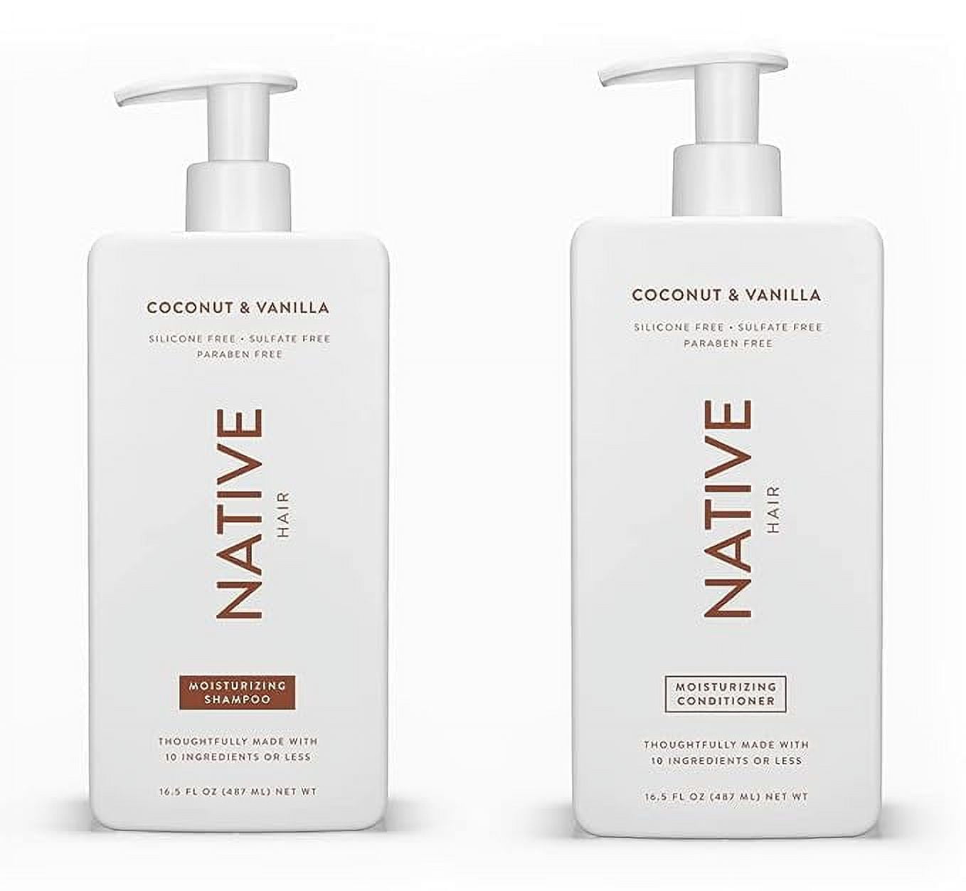 Native Brand 16.5 oz Shampoo and Conditioner Set Coconut Vanilla Moisturizing Sulfate Free Paraben Free Dye Free Walmart