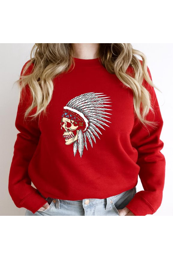 Native Skeleton Head Funny Indigenous Pride Graphic - Perfect Birthday Present SW12875 Unisex Sweatshirt, Up to Size 5XL