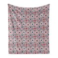 thumbnail image 1 of Native Soft Flannel Fleece Throw Blanket, Indigenous Mayan Pattern with Animals and National Motifs in Circles, Cozy Plush for Indoor and Outdoor Use, 50" x 60", Vermilion Dark Blue, by Ambesonne, 1 of 5