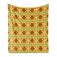 thumbnail image 1 of Native Soft Flannel Fleece Throw Blanket, Native Indigenous Pattern Rhombus Borders, Cozy Plush for Indoor and Outdoor Use, 50" x 60", Yellow Orange and Red, by Ambesonne, 1 of 5