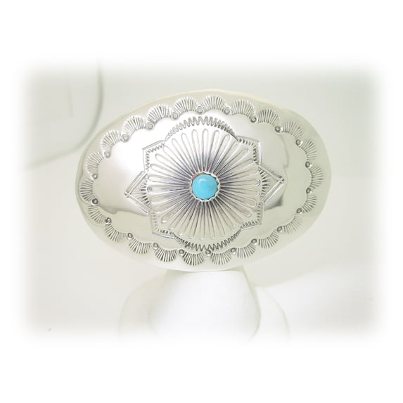 Native Solid Sterling Silver Turquoise American Brooch Pin Signed