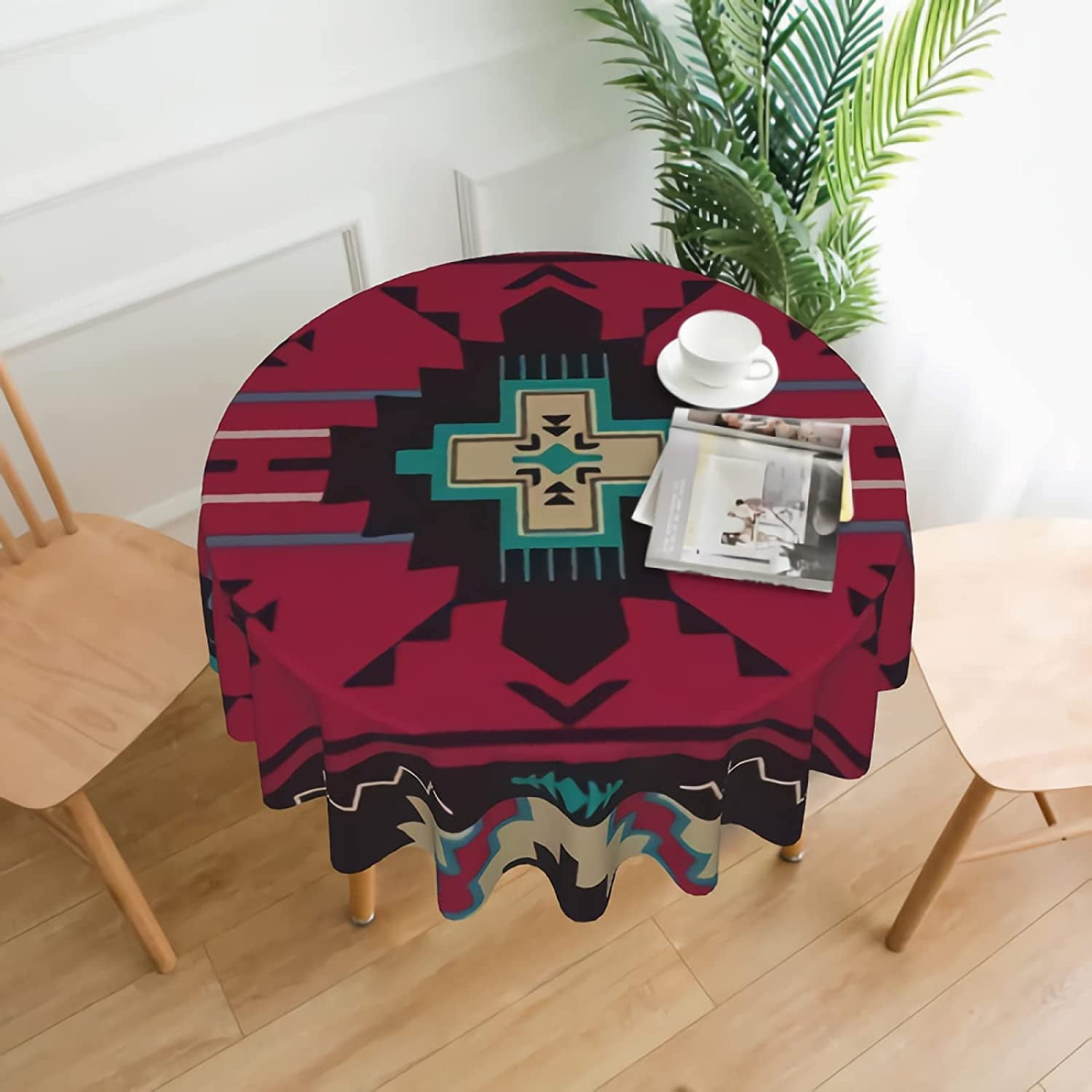 Native Southwest American, Indian Tablecloth 60 Inch Round in Ruiti
