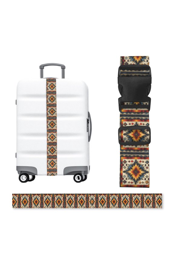 Native Southwest Tribal Patterns Art Adjustable Luggage Strap, 2-Inch Wide Heavy-Duty Suitcase Belt, Buckle Travel Bag Securing Band