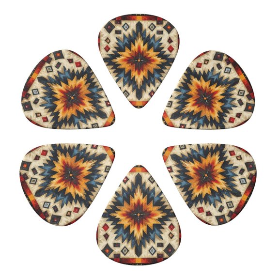 Native Southwest Tribal Patterns Art Guitar Pick 6 Pack for Bass Acoustic Electric Guitars Lovers Gift 0.71mm
