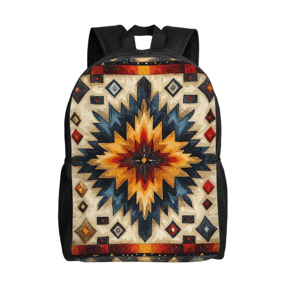Native Southwest Tribal Patterns Art Laptop Backpack, Padded 15.6 Inch Computer Compartment, Casual Travel Work Daypack