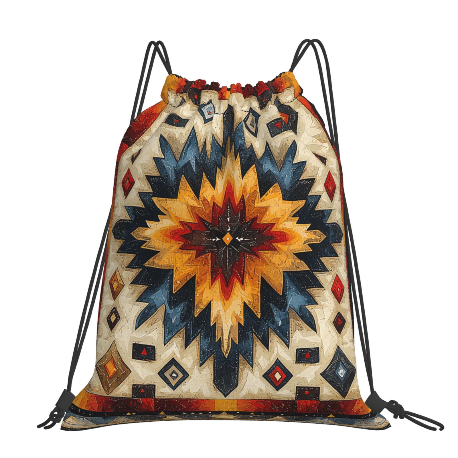 Mochila grande con cordón de patrones tribales del suroeste nativo, bolsa casual para deportes, senderismo, viajes y gimnasio