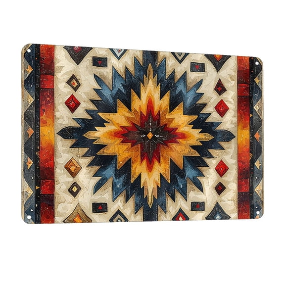 Native Southwest Tribal Patterns Art Metal Tin Sign Wall Decor for Home Bars Restaurants Cafes Store Pubs Sign Gift 12 X 8 Inch