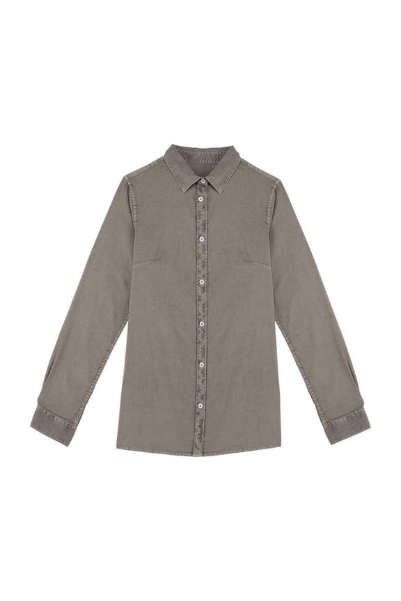 Womens Washed Long-Sleeved Shirt