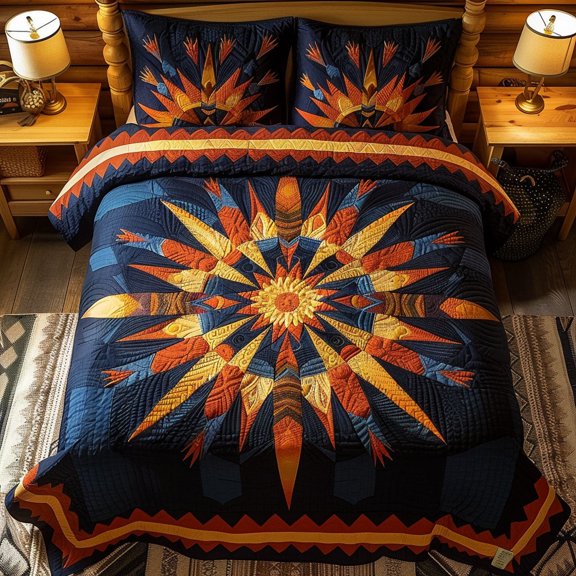 Native Star Feather 3-Piece Quilted Bedding Set