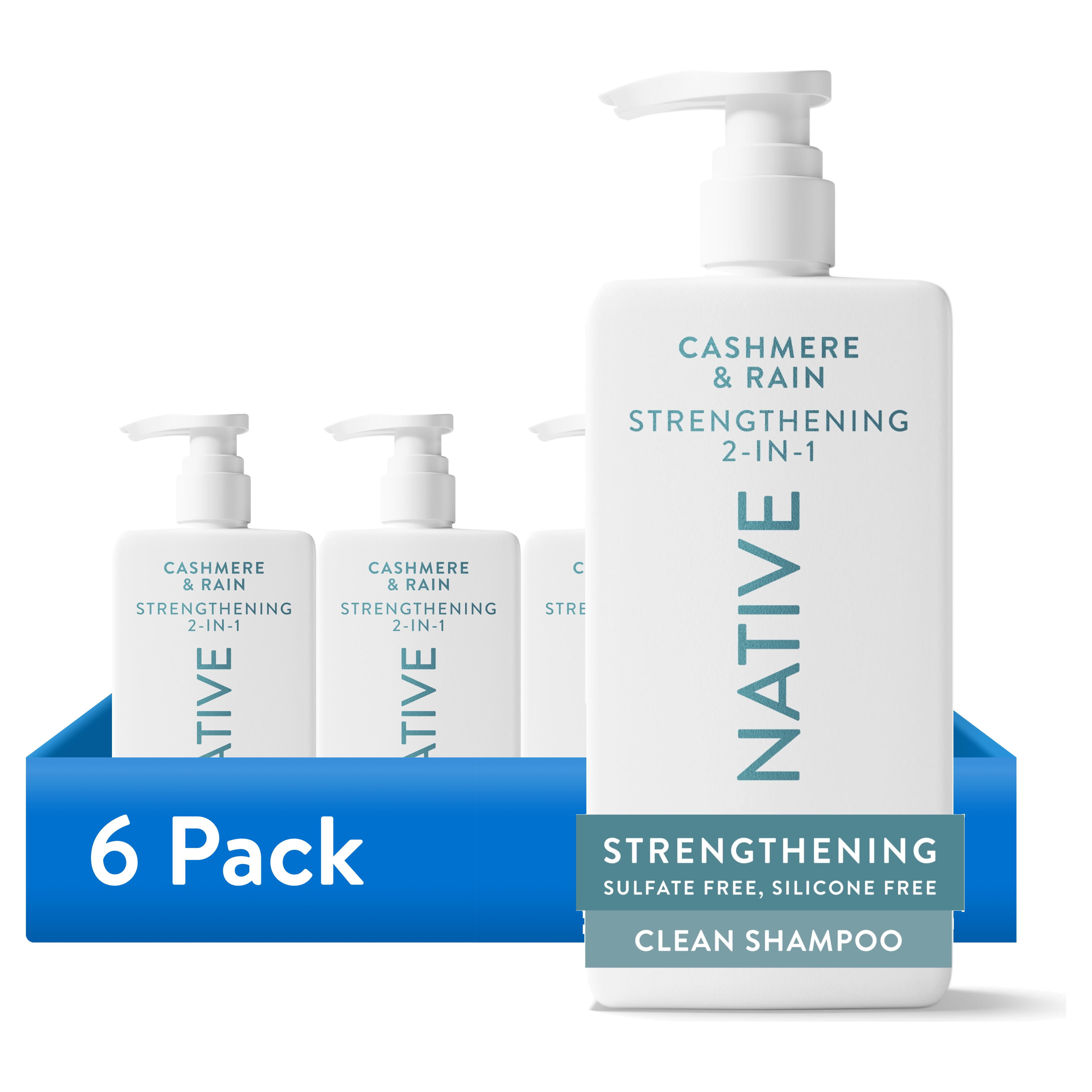 (6 pack) Native Strengthening 2-in-1 Mens Shampoo and Conditioner Cashmere and Rain 16.5 fl oz