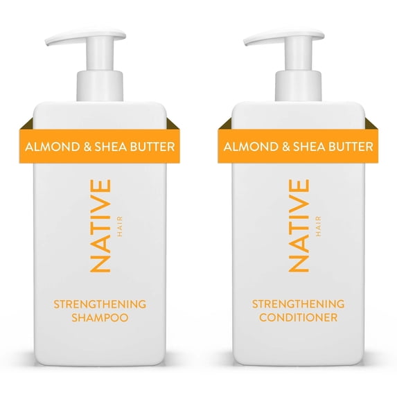 Native Strengthening Shampoo & Conditioner Set, Almond & Shea Butter, Sulfate & Paraben Free, 16.5 oz