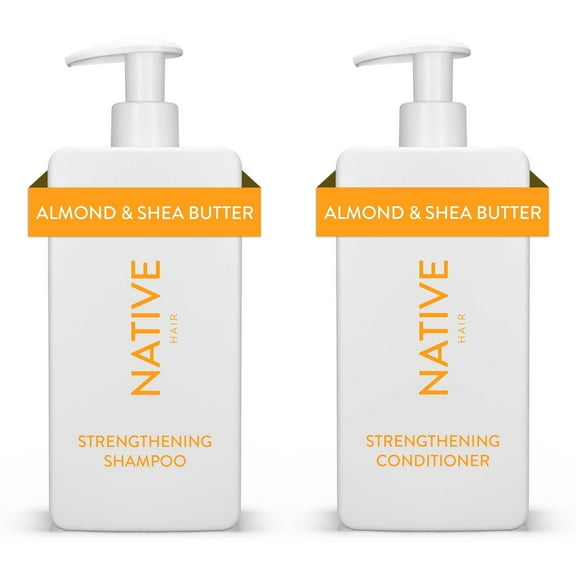Native Strengthening Shampoo & Conditioner Set, Almond & Shea Butter, Sulfate & Paraben Free, 16.5 oz