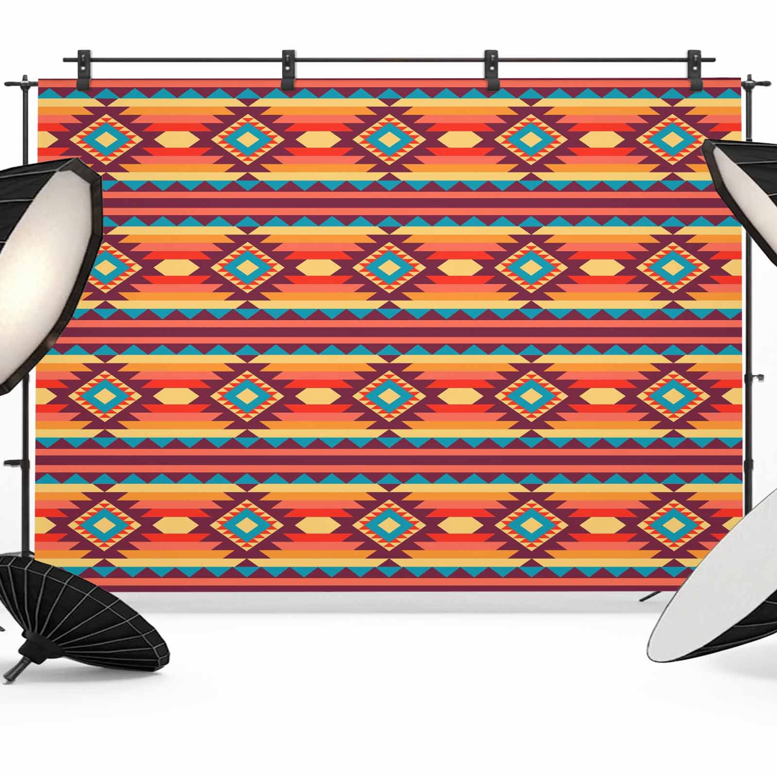 Native Striped Photography Backdrop 12x8FT, Brown Orange Tribe ...