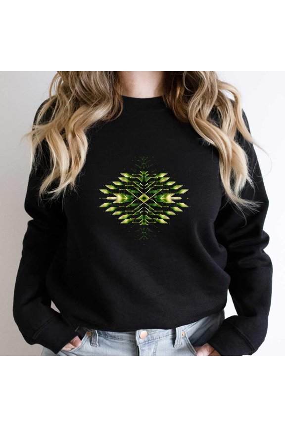 Native Style Green Sunburst Funny Holiday Graphic SW12728 Unisex Sweatshirt, Up to Size 5XL