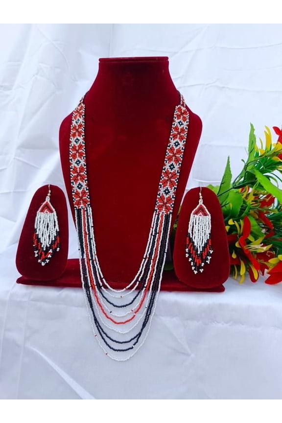 Native Style Layered Beaded Necklace Ukrainian beaded Necklace Native Handmade Seed Bead Necklace,Tribal ethnic beaded necklace