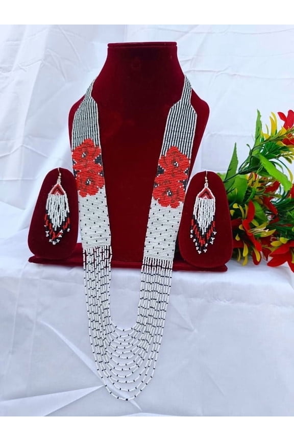 Native Style Layered Beaded Necklace Ukrainian beaded Necklace Native Handmade Seed Bead Necklace,Tribal ethnic beaded necklace