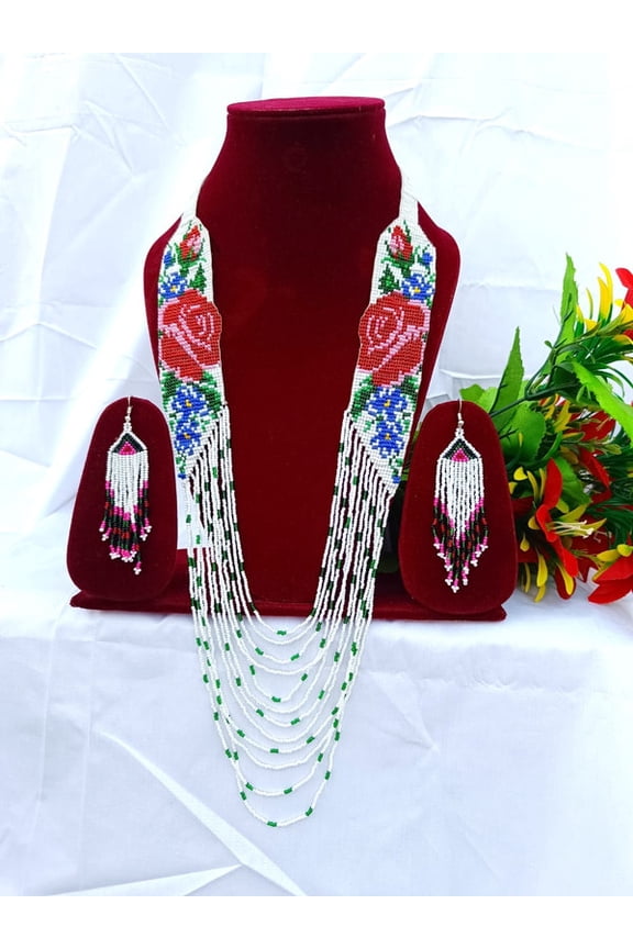 Native Style Layered Beaded Necklace Ukrainian beaded Necklace Native Handmade Seed Bead Necklace,Tribal ethnic beaded necklace