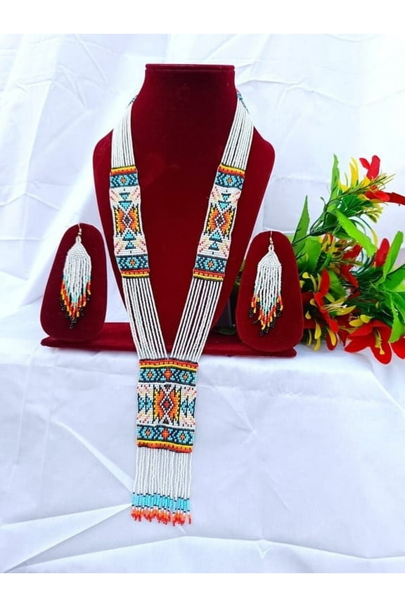 Native Style Layered Beaded Necklace Ukrainian beaded Necklace Native Handmade Seed Bead Necklace,Tribal ethnic beaded necklace