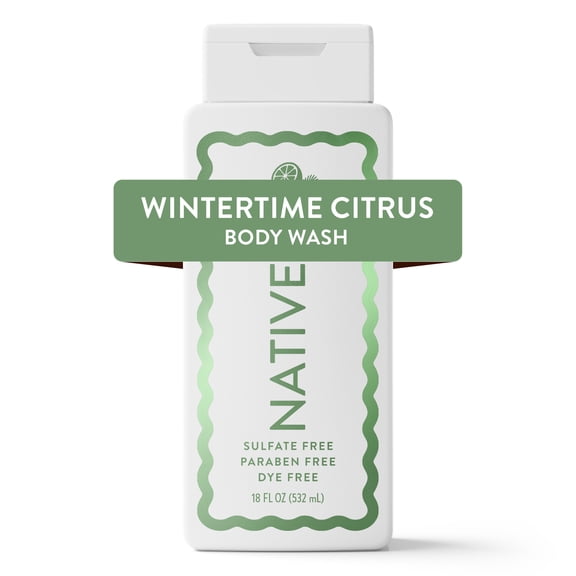 Native, Sulfate Free 24-Hour Refreshing Body Wash, Wintertime Citrus, 18 fl oz, Holiday Body Wash