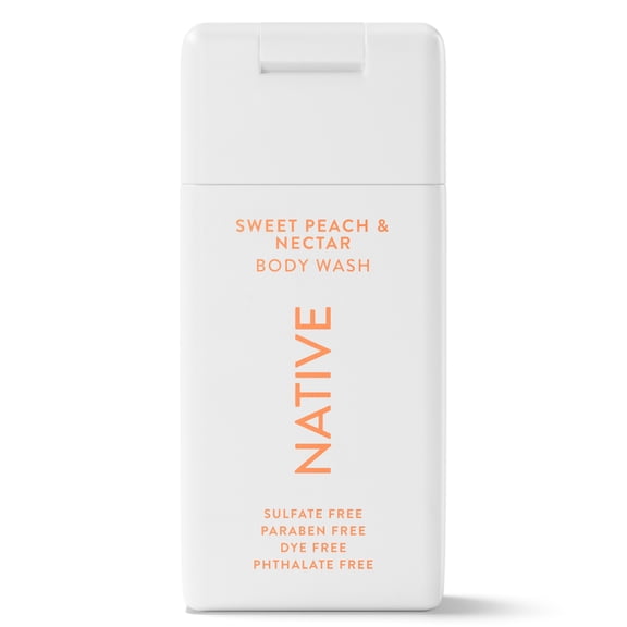 Native Body Wash, Sweet Peach & Nectar, Sulfate Free, Naturally Derived Ingredients, 24hr Freshness, for Women & Men, 3 fl oz