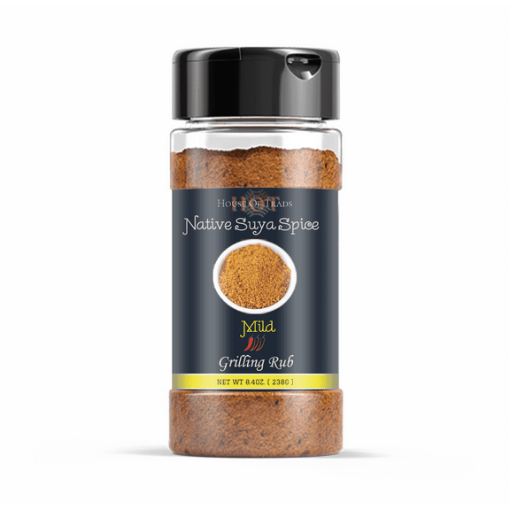Native Suya Spice Grilling Rub - A blend of African Infused spices handcrafted to elevate your grilling game. Our Mild flavor is all flavor and little to no heat (Mild, 8oz)