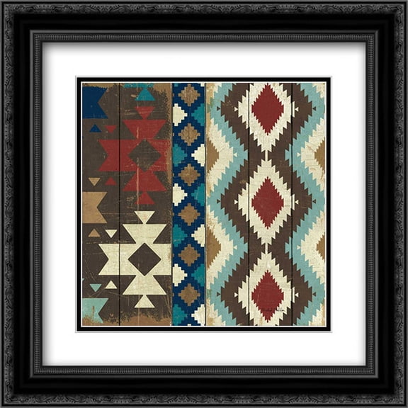 Native Tapestry 2x Matted 20x20 Black Ornate Framed Art Print by Mullan, Michael