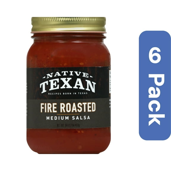 Native Texan Salsa Fire Roasted Medium 16 oz (Pack of 6)