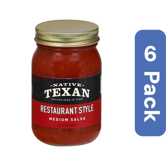 Native Texan Salsa Medium Restaurant Style 16 oz (Pack of 6)