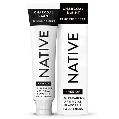 Native Fluoride Free Toothpaste, Charcoal & Mint Flavor, 4.1 oz, for Adults & Kids 2+
