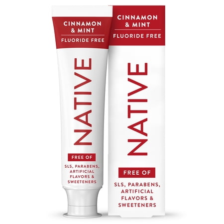 Native Fluoride Free Toothpaste, Cinnamon & Mint Flavor, 4.1 oz, for Adults & Kids 2+