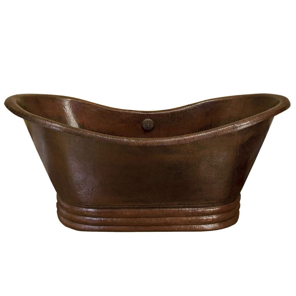 60" Antique Copper Pedestal Soaking Bathtub