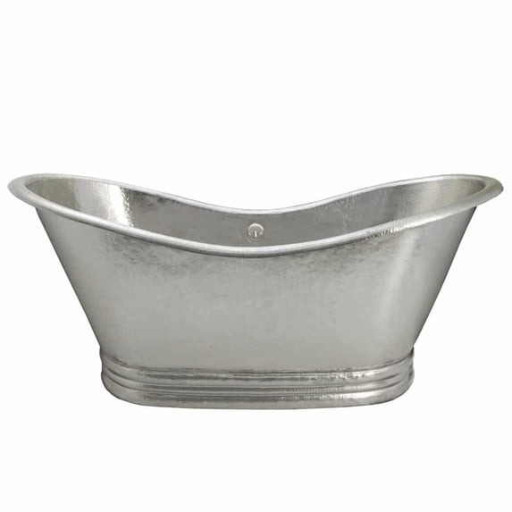Native Trails Aurora Hand Hammered Brushed Nickel 72-inch Freestanding Bathtub