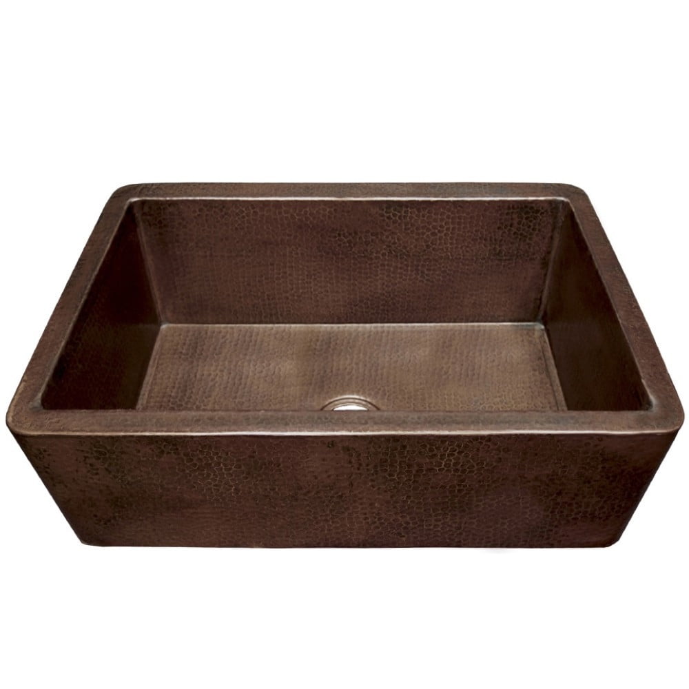33" Antique Copper Hammered Farmhouse Kitchen Sink