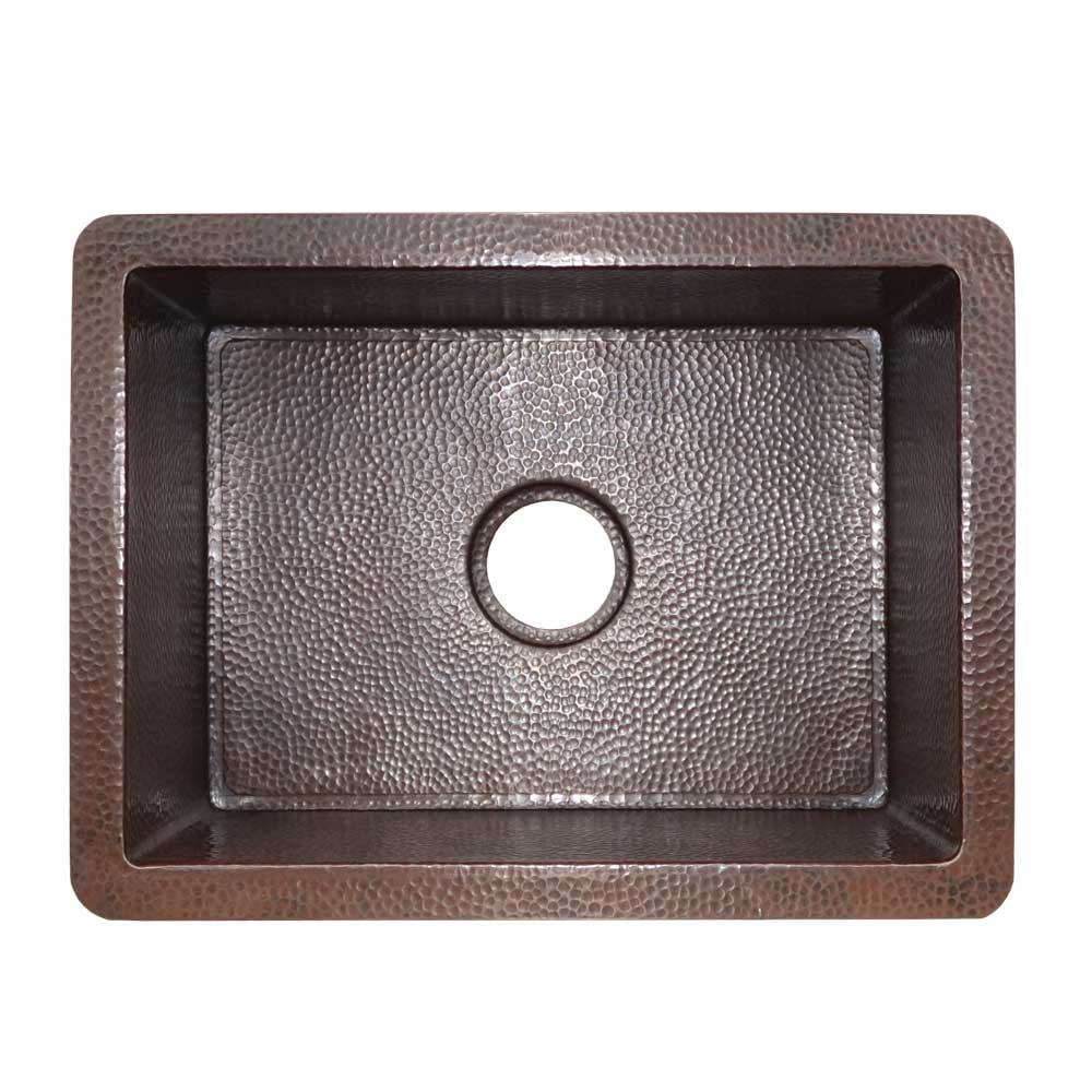 Antique Copper Rectangular Undermount Single Bowl Kitchen Sink