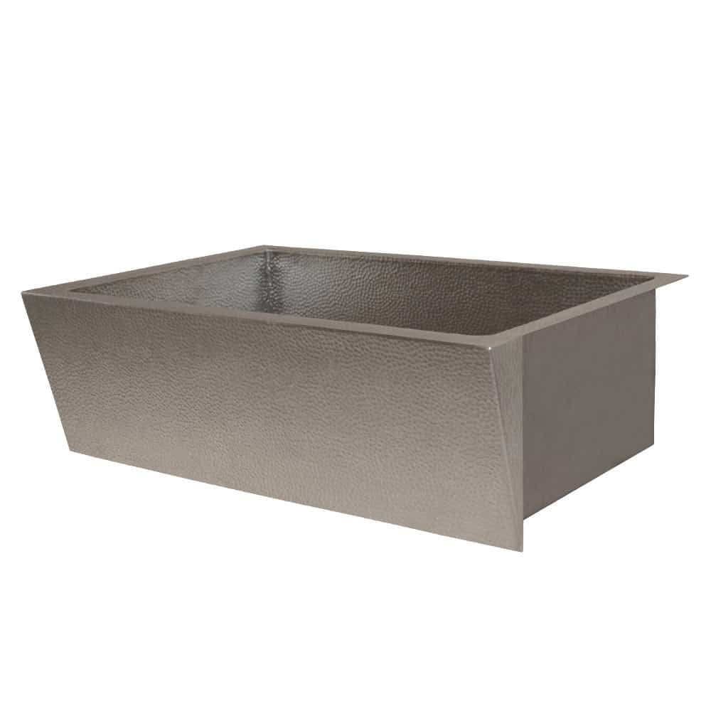 33" Brushed Nickel Hammered Copper Farmhouse Kitchen Sink