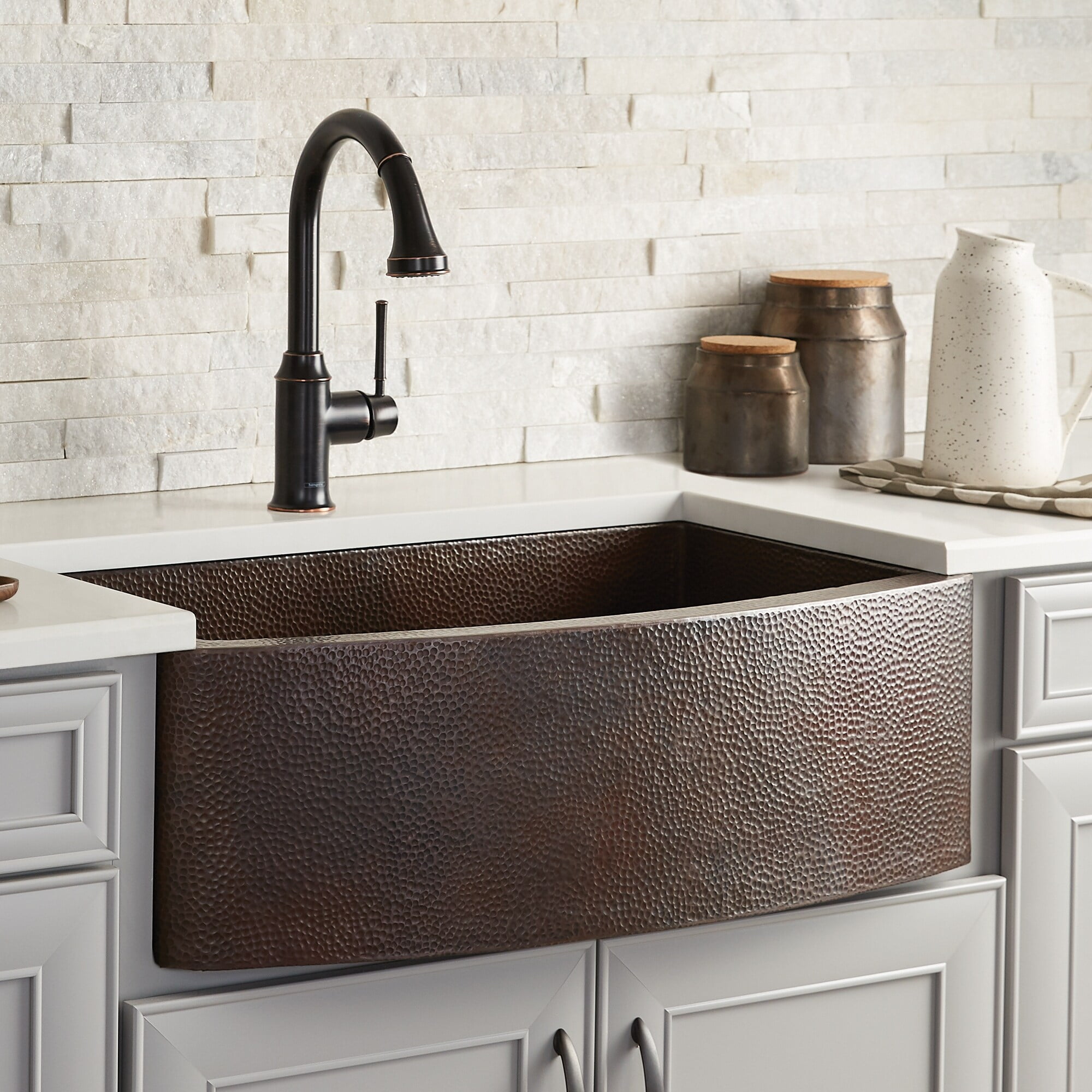 33" Antique Copper Farmhouse Single Basin Kitchen Sink