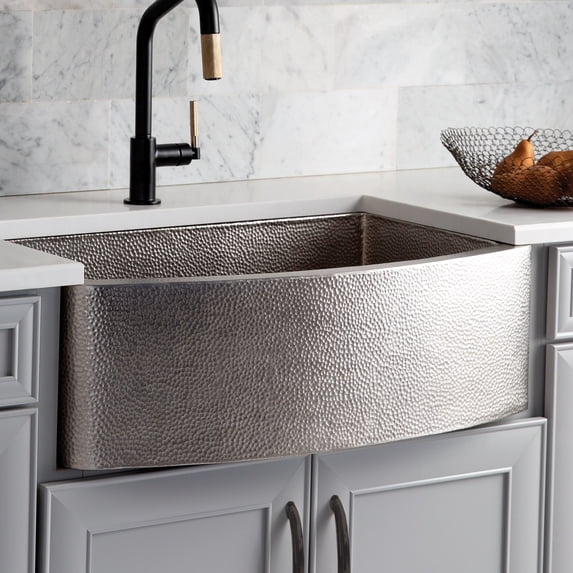 Native Trails CPK595 Rhapsody 33" Farmhouse Single Basin Copper Kitchen Sink - Nickel