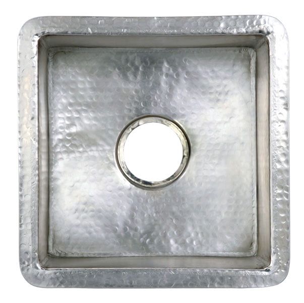 Modern Square 15" Copper Undermount Sink in Satin Nickel