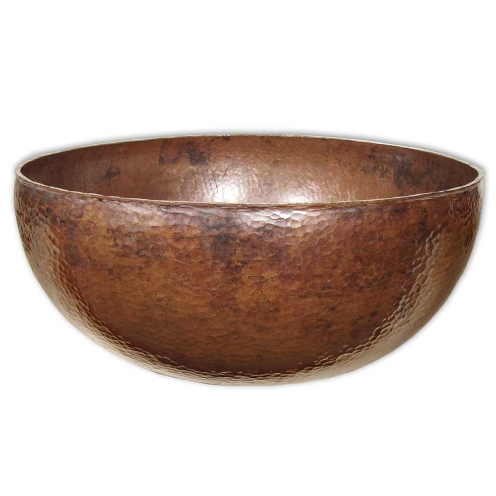 Hand-Hammered Copper Round Vessel Bathroom Sink