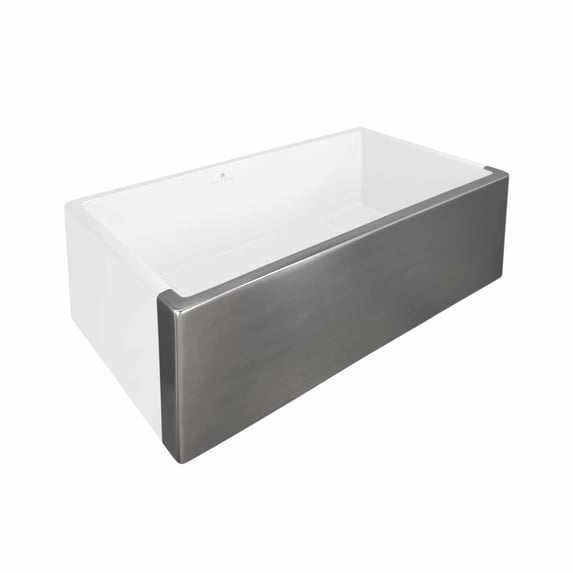 Native Trails Dreamer Fireclay Farmhouse Kitchen Sink - 30" x 17.75" x 10" Platinum Metallic Finish