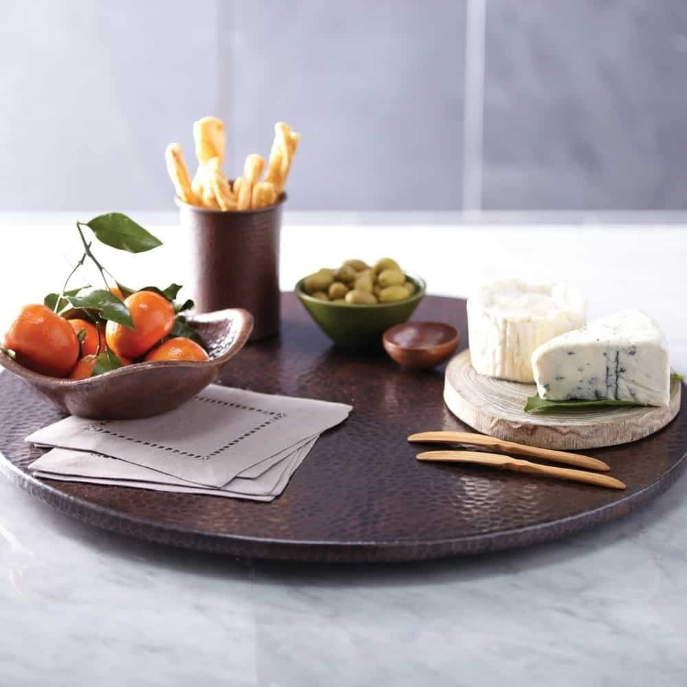 Antique Copper 30-inch Hammered Recycled Copper Lazy Susan