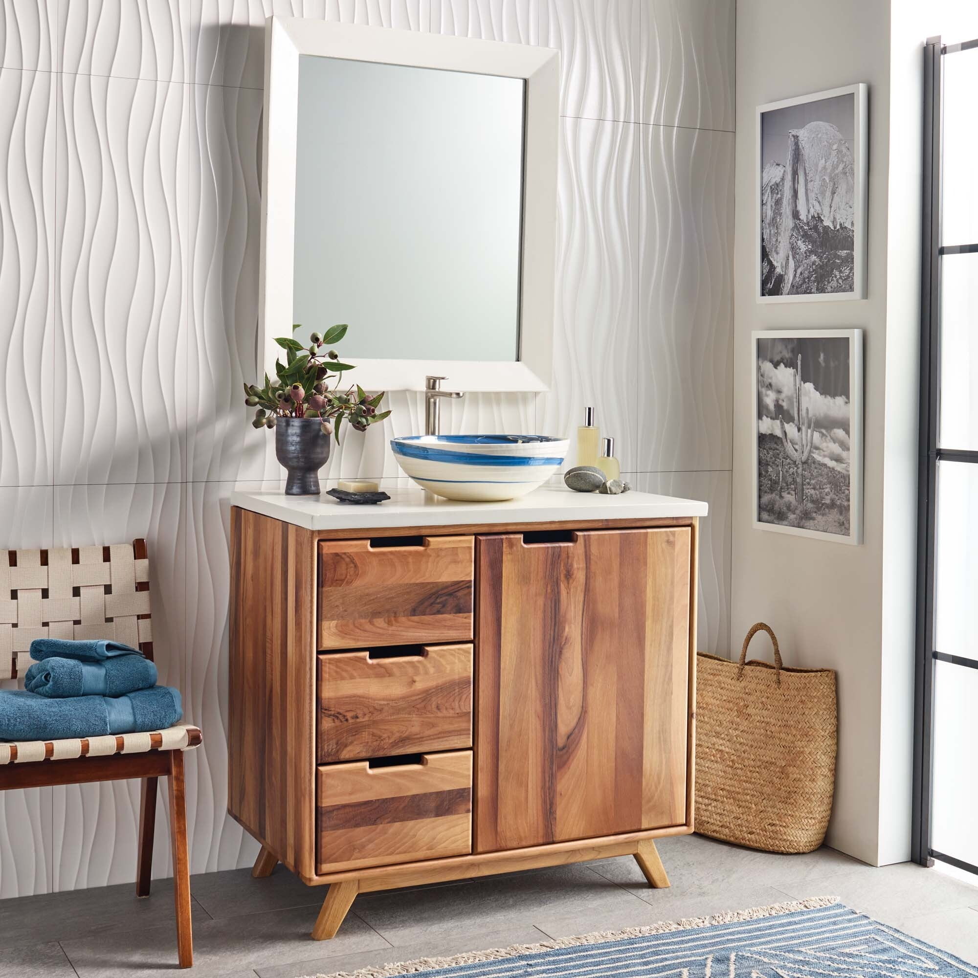 Seaspray 16" Circular Glass Vessel Bathroom Sink