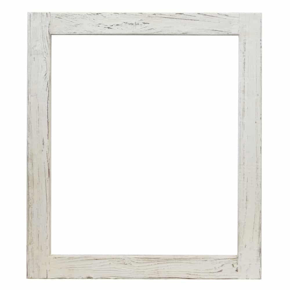 Heritage Whitewash 25'' Antique Wood Framed Rectangular Vanity Mirror