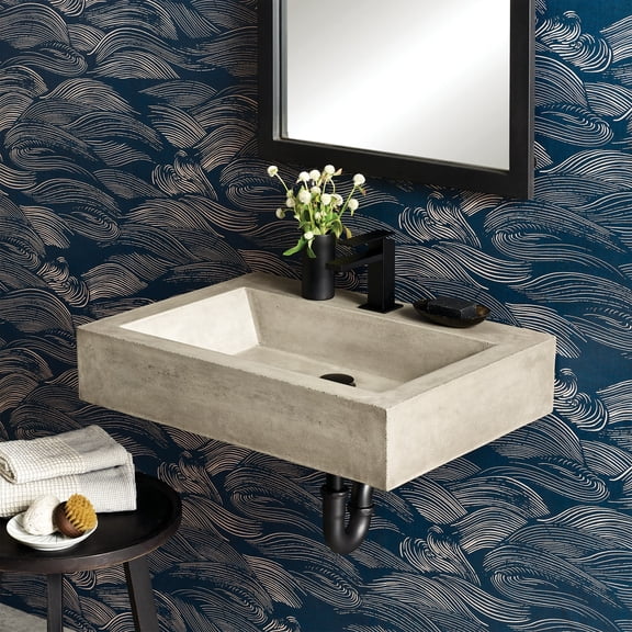 Native Trails NSL2405-A Nativestone 24" Rectangular Concrete Wall Mounted Bathroom Sink -