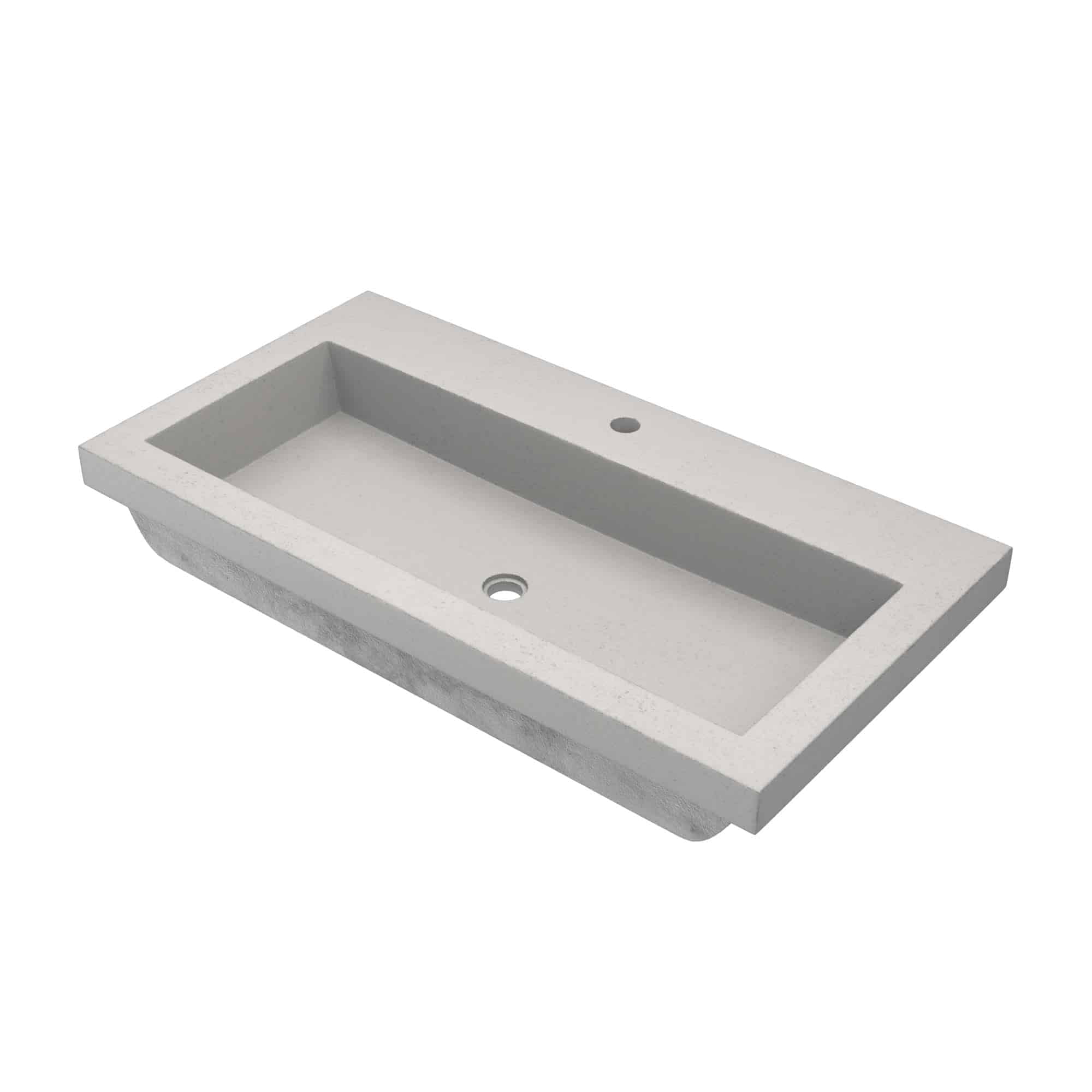 36" Gray Concrete Rectangular Drop-In Bathroom Sink