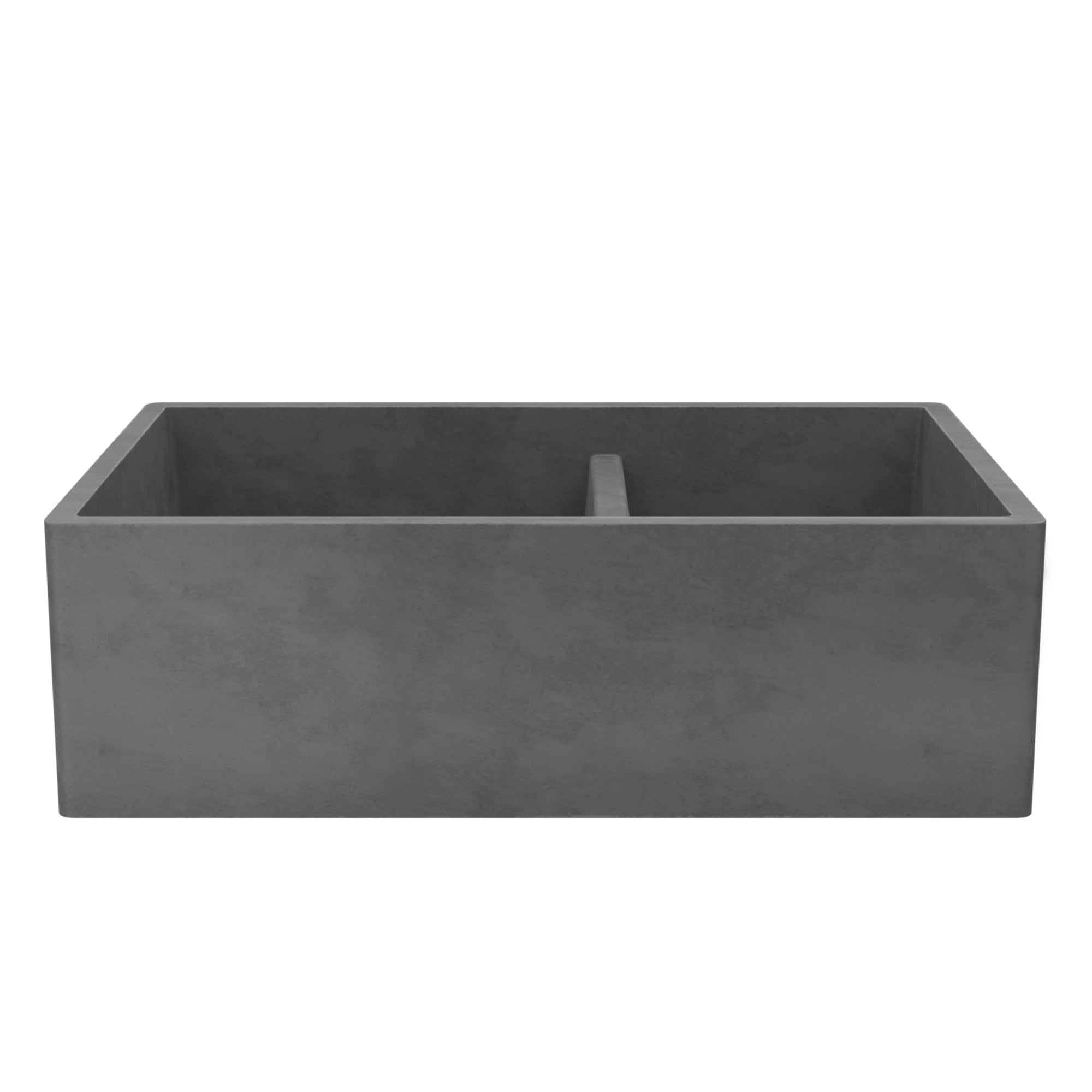 Slate Concrete Double Basin Farmhouse Kitchen Sink, 33"