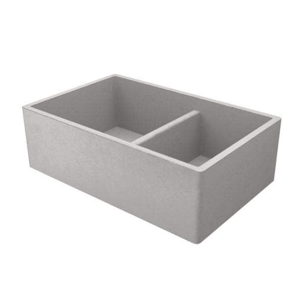 Rustic 33" Double Basin Farmhouse Sink in Copper-Toned Concrete