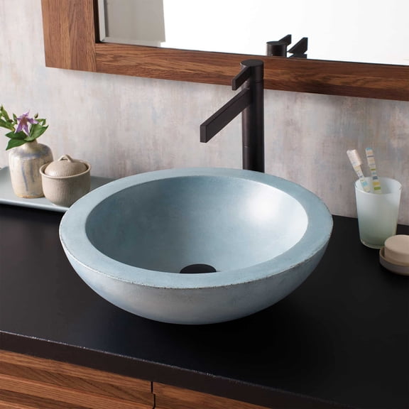 Native Trails Nsl1705 Nativestone 17" Circular Concrete Vessel Bathroom Sink - Ocean