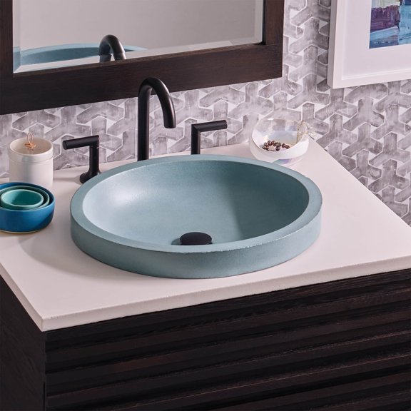 Native Trails NSL1916-O Nativestone 19" Oval Concrete Drop In Or Undermount Bathroom Sink